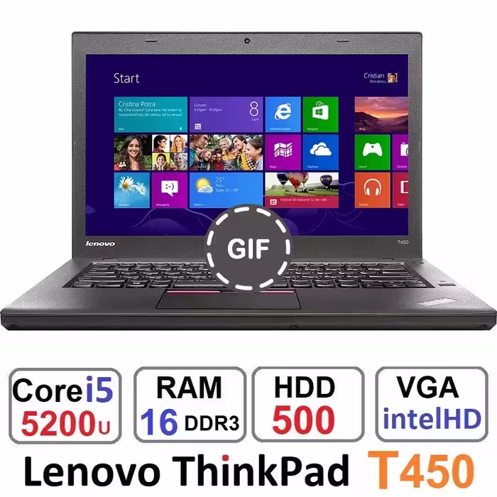 لپ تاپ لنوو Lenovo ThinkPad T450 Core i5 5200u رم16