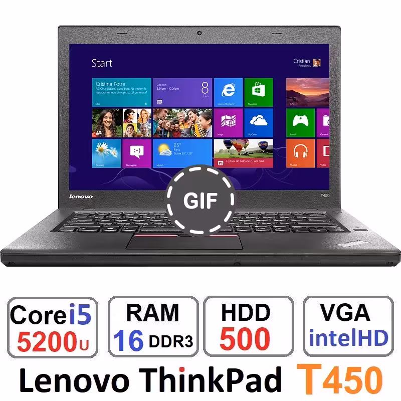 لپ تاپ لنوو Lenovo ThinkPad T450 Core i5 5200u رم16