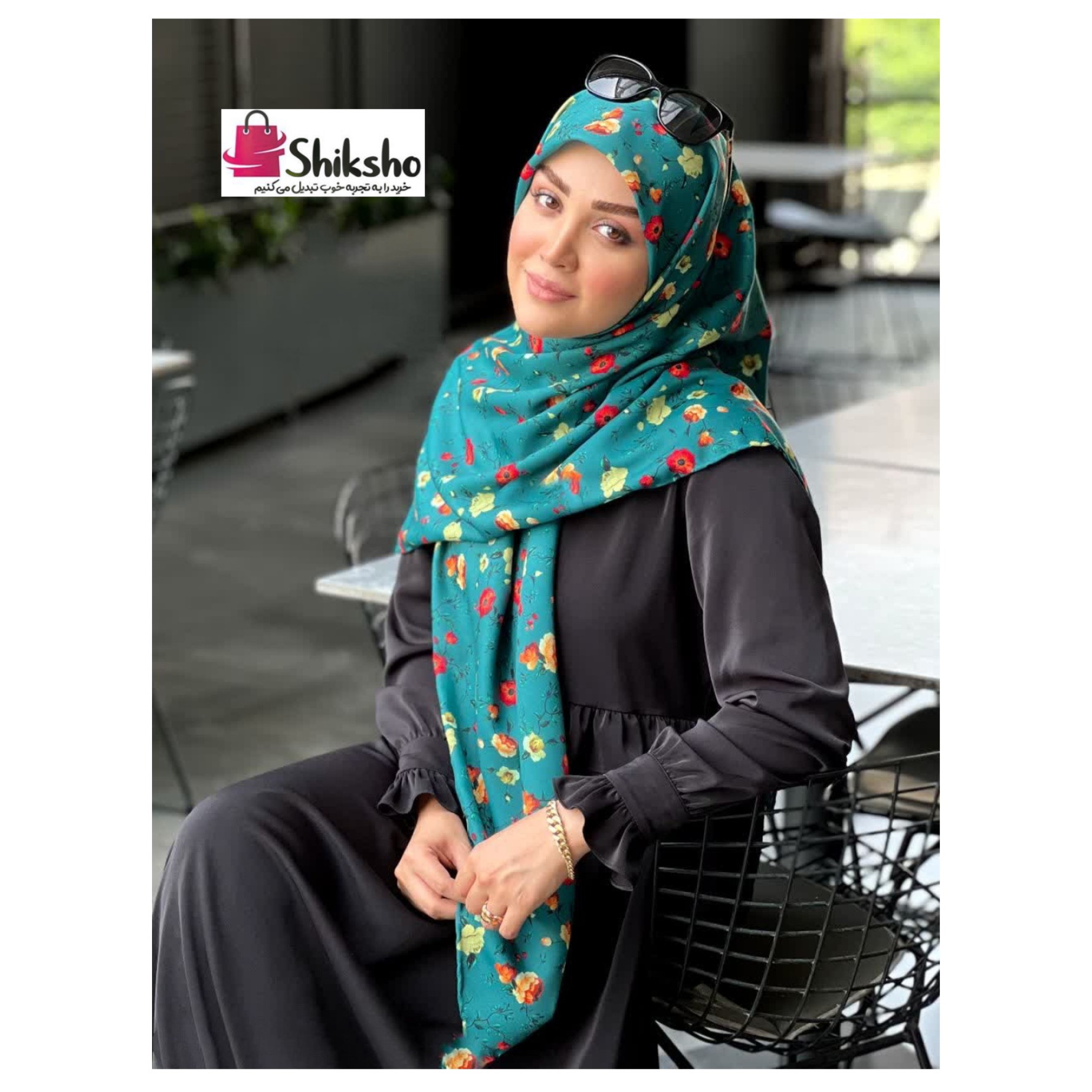 روسری نخی گل ریز،قواره 136،دور چرخ دوز