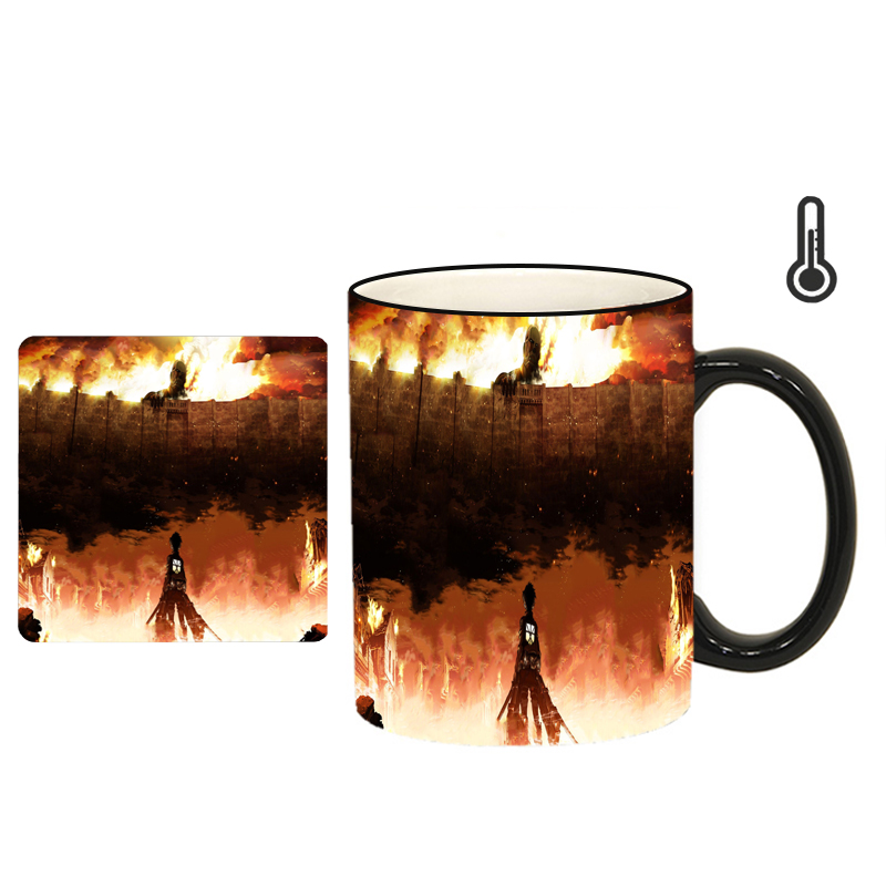   ماگ حرارتی طرح انیمه اتک آن تایتان کد h22 به همراه زیرلیوانی 