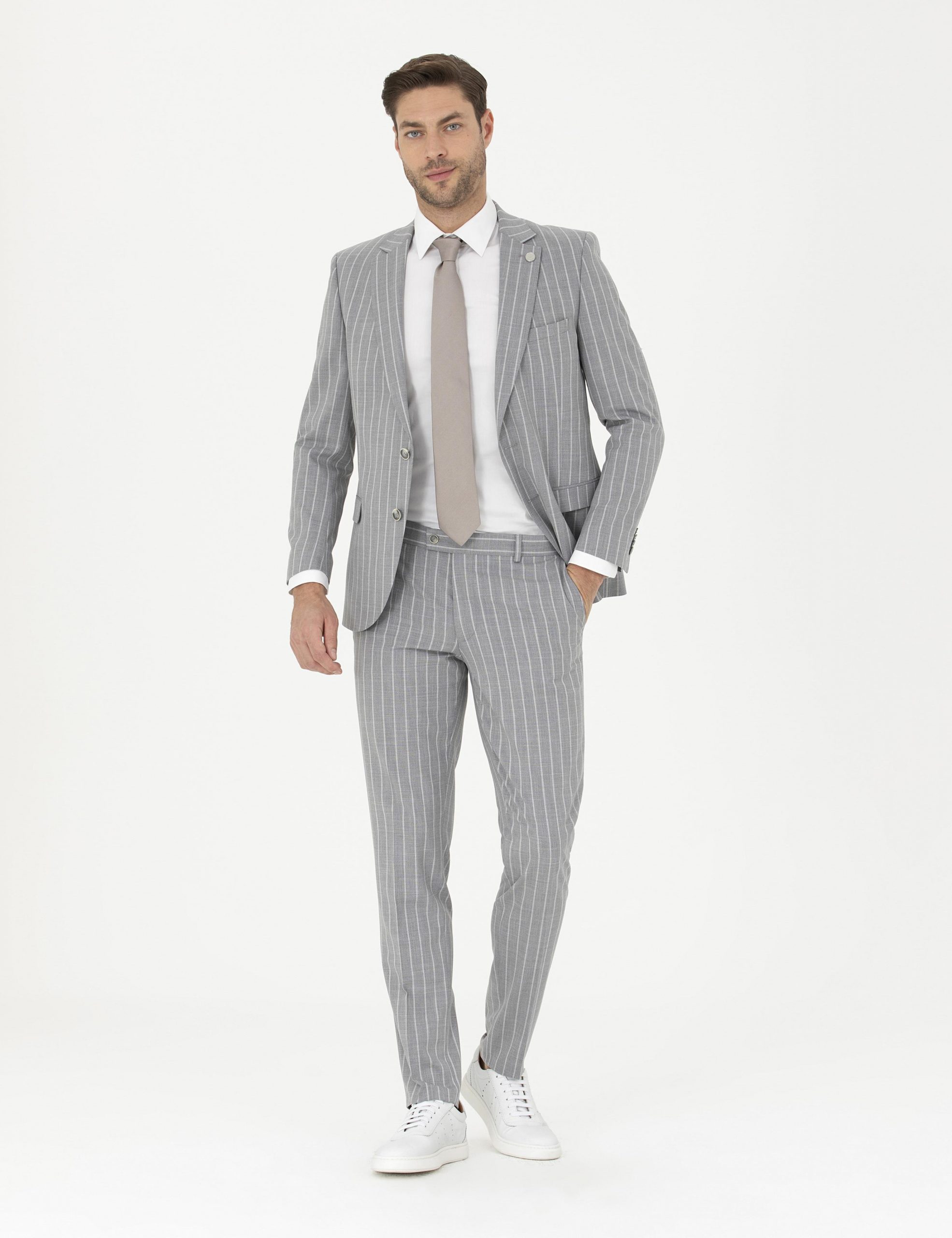 کت و شلوار مردانه خاکستری پیرکاردین - فروشگاه لباس شهرمون