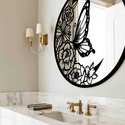 آینه آتریکس مدل گل و پروانه کد MD56