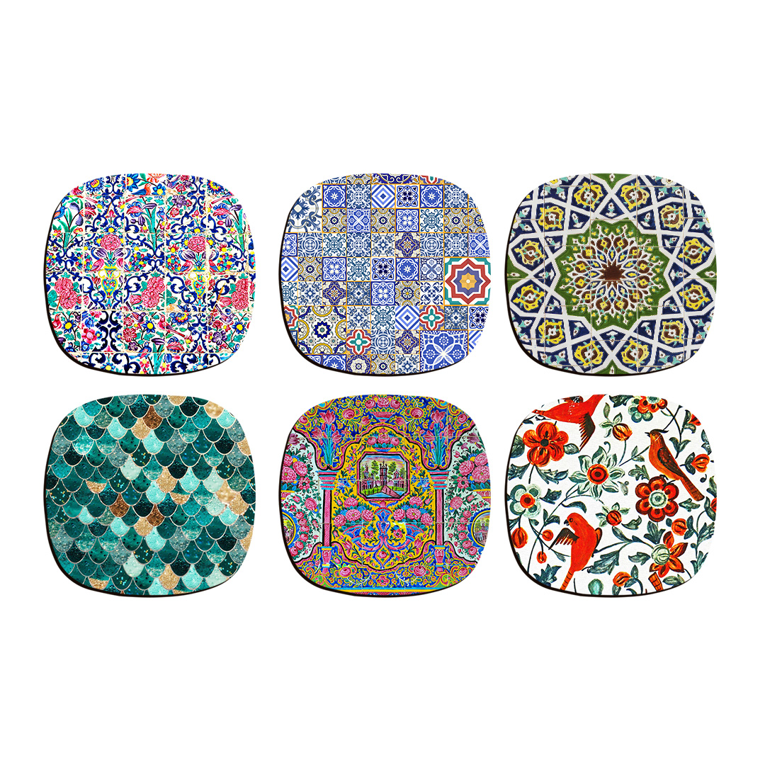 زیر لیوانی ترمه طراحان ایده مدل کاشی کد 6 بسته شش عددی