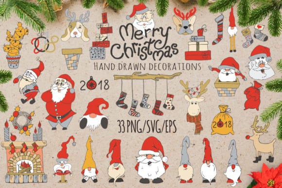 دانلود Merry Christmas Hand Drawn Decorations