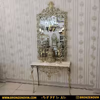 آینه شمعدان برنز و کنسول گل سرخ سنگین پایه بلند کد 135s