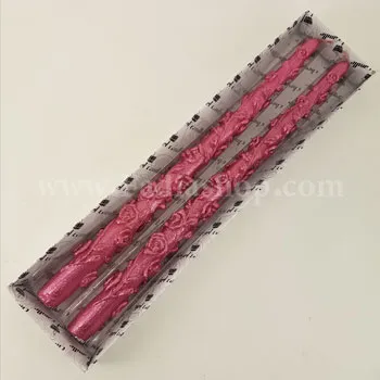 شمع بلند گل رز 2 تایی کالباسی