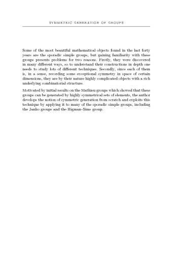 خرید و دانلود نسخه کامل کتاب Symmetric Generation of Groups: With Applications to many of the Sporadic Finite Simple Groups (Encyclopedia of Mathematics and its Applications)