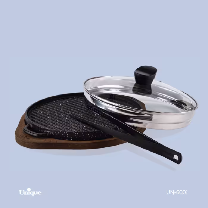 ارسال فوری  تابه گریل چدن گرد بزرگ باچوب یونیک کد محصول: UN-6001