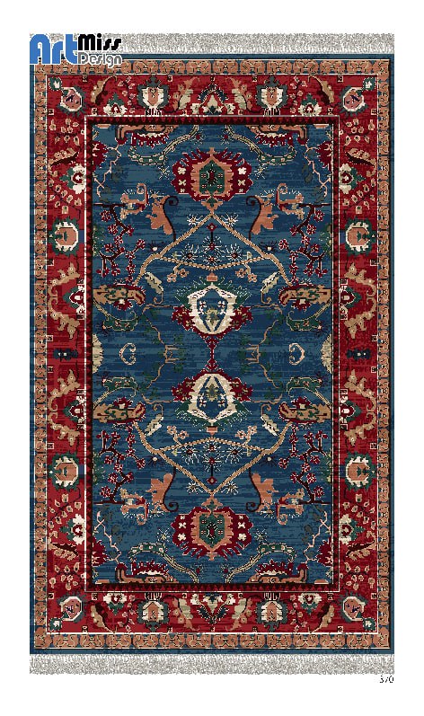 قالیچه درجه1 در ابعاد متنوع با ترمز فرش زمینه آبی ترک