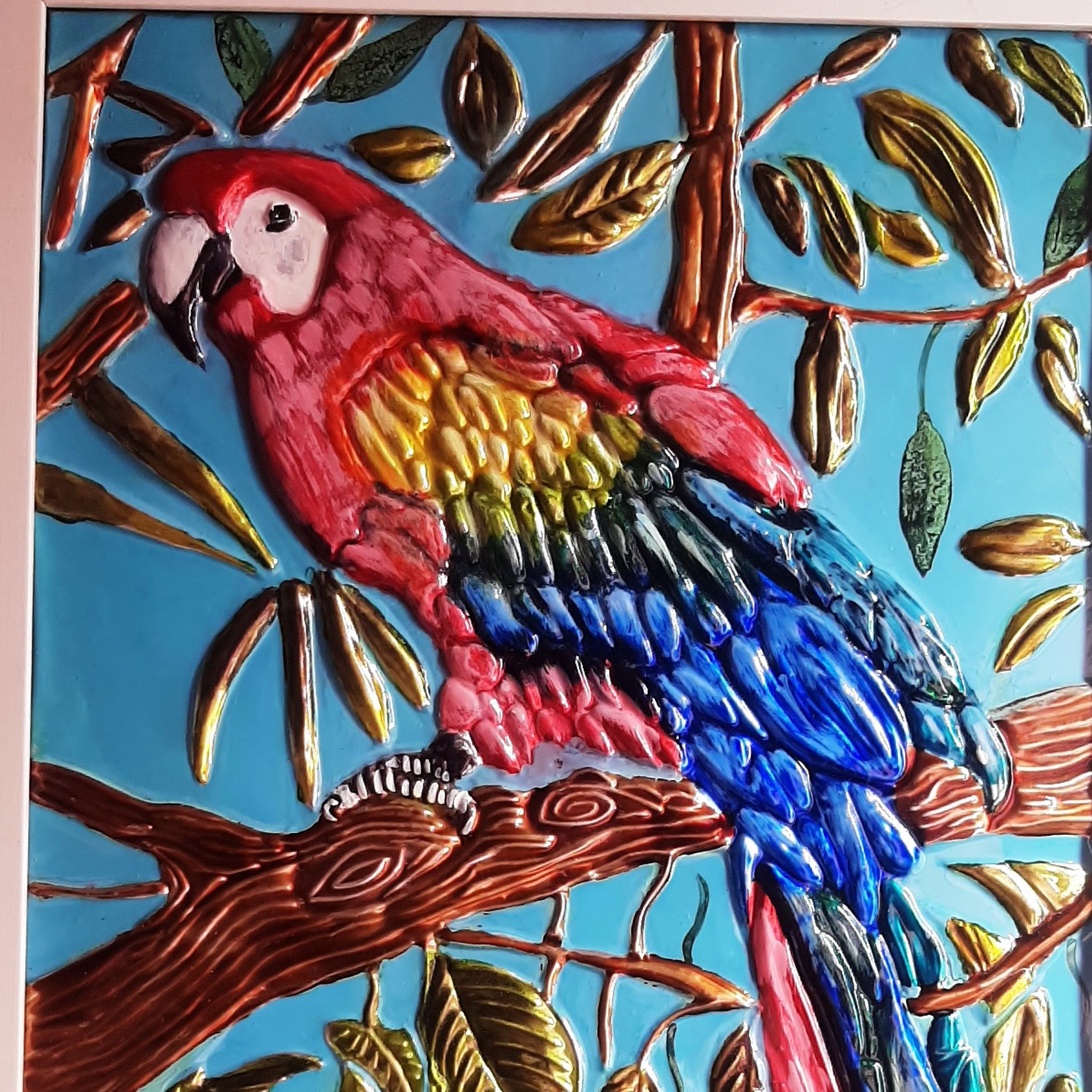 تابلو برجسته کار  طرح طوطی 