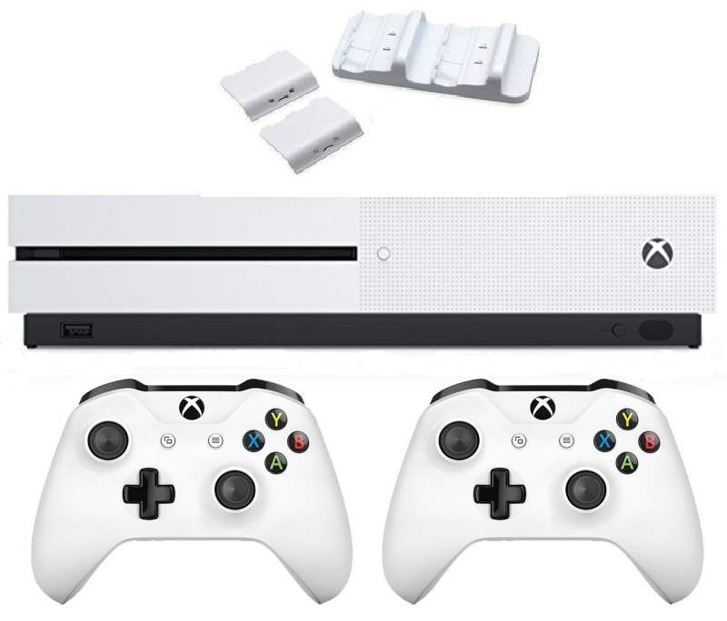 کنسول بازی مایکروسافت مدل Xbox One S با ظرفیت 1 ترابایت به همراه دسته اضافه سفید و داک شارژ
