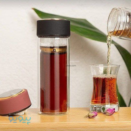 فلاسک دمنوش پیرکس دوجداره