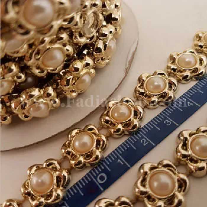 نوار توپی طلایی نگین دار