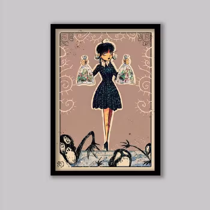 تابلو مدل ونزدی آدامز Wednesday Addams کد LA-G10819-2 | دنیای قاب