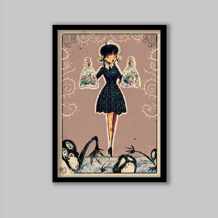 تابلو مدل ونزدی آدامز Wednesday Addams کد LA-G10819-2 | دنیای قاب