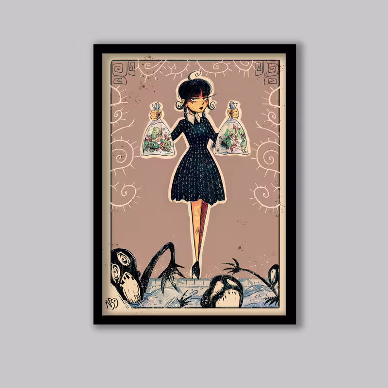تابلو مدل ونزدی آدامز Wednesday Addams کد LA-G10819-2 | دنیای قاب