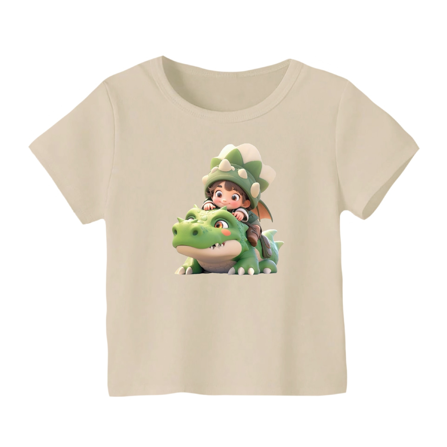 تی شرت آستین کوتاه بچگانه مدل دایناسور کد 13 رنگ کرم