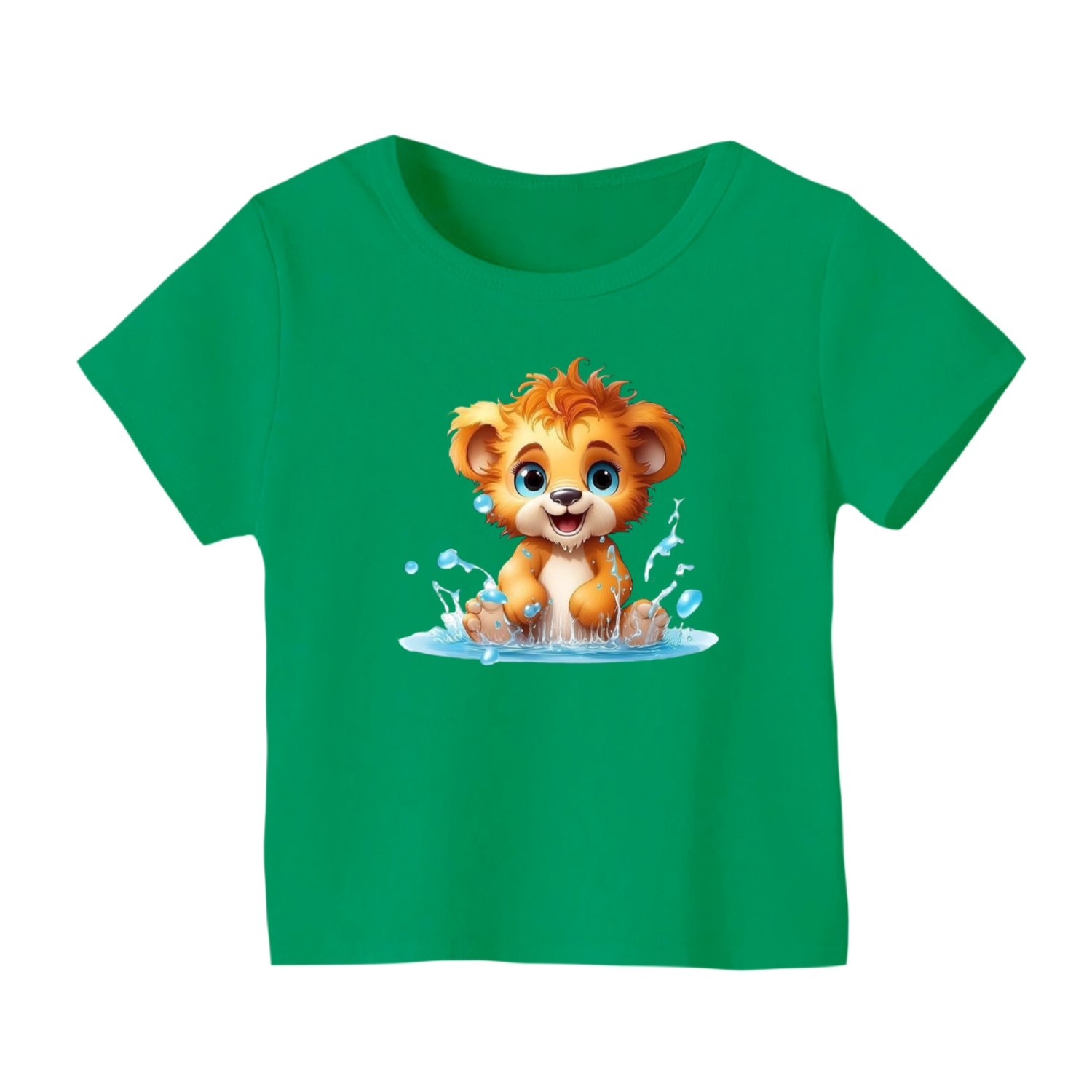 تی شرت آستین کوتاه بچگانه مدل شیر کد 12 رنگ سبز