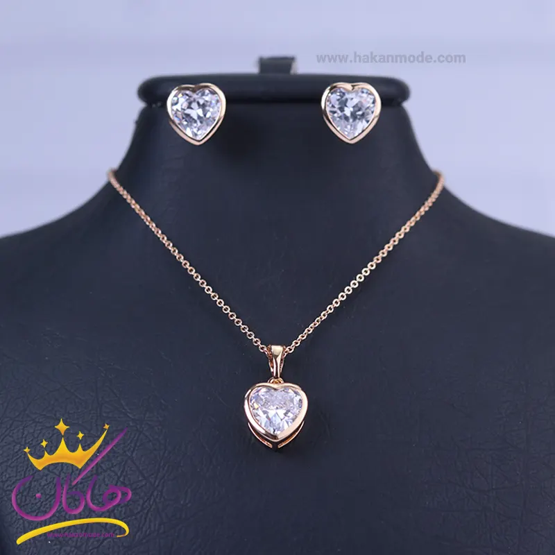 نیم ست استیل زنانه ژوپینگ تک نگین قلبی | کد XP 46016