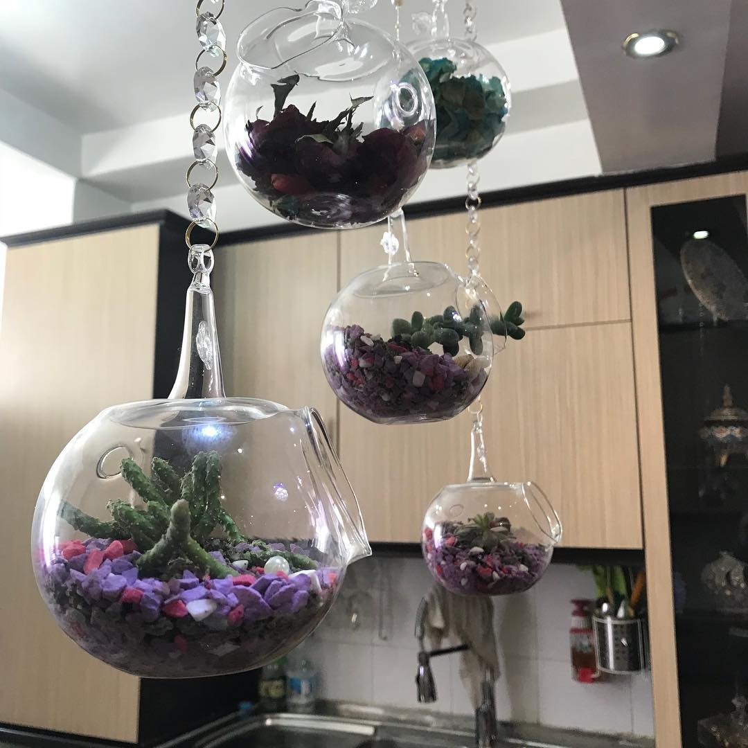 4عددحباب آویز شیشه ای به همراه 4متر ریسه کریستالی،  ارسال رایگان