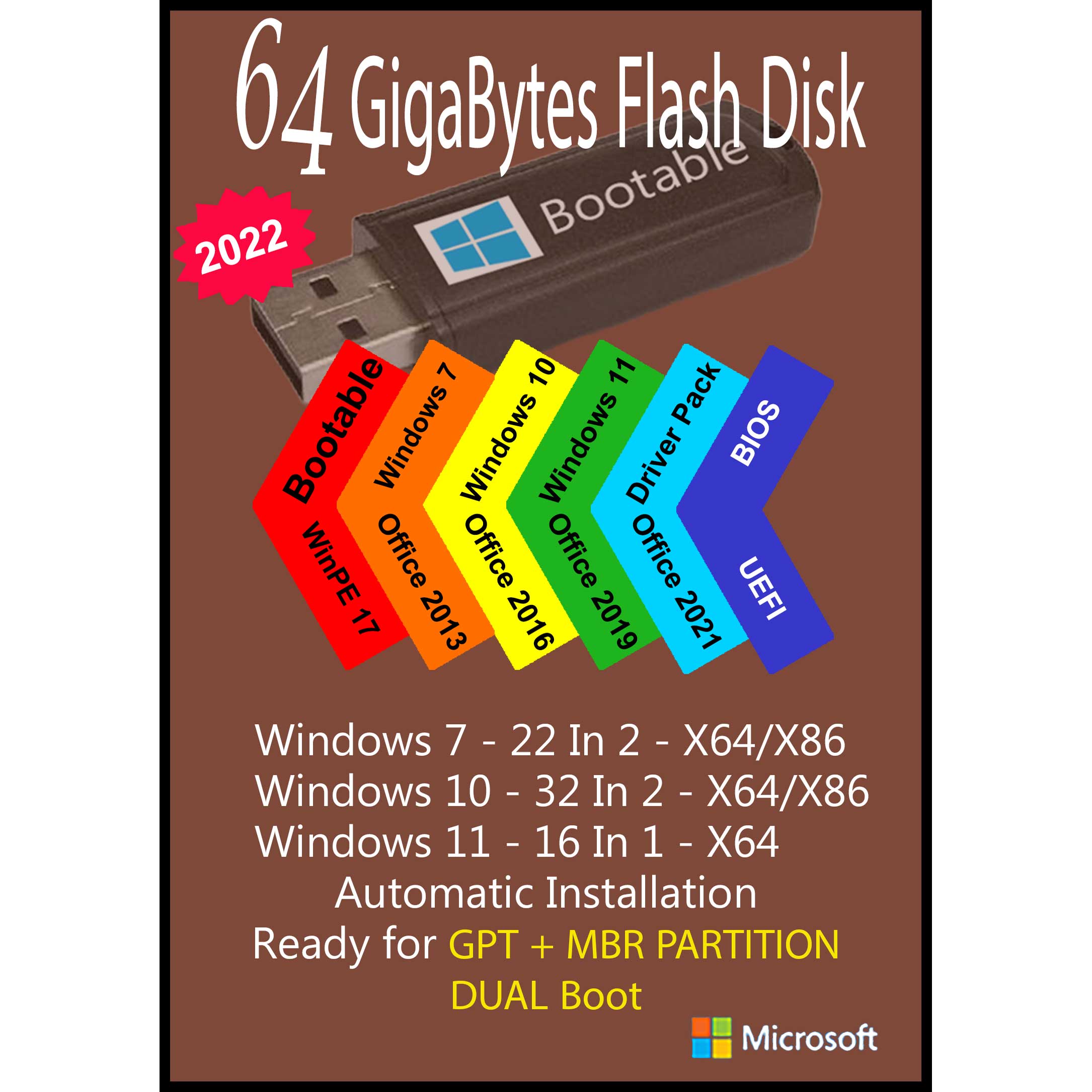 سیستم عامل Windows 7 10 11 AIO 70In5 X86/X64 - Driver Pack 2022 - Office 2013-2016-2019-2021 Pro Plus  نشر مایکروسافت