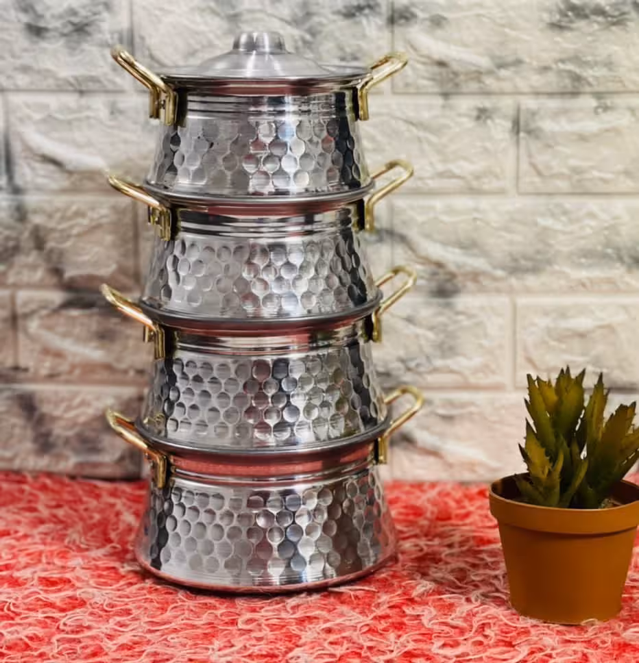 چهار قابلمه روحی دسته طلایی(دیگچه ای)