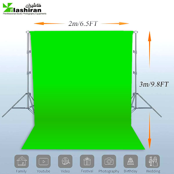 پرده (فون) شطرنجی 3 × 2 متر سبز