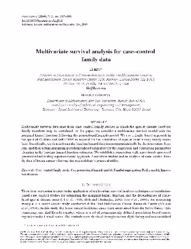 خرید و دانلود نسخه کامل کتاب Multivariate survival analysis for casecontrol family data
