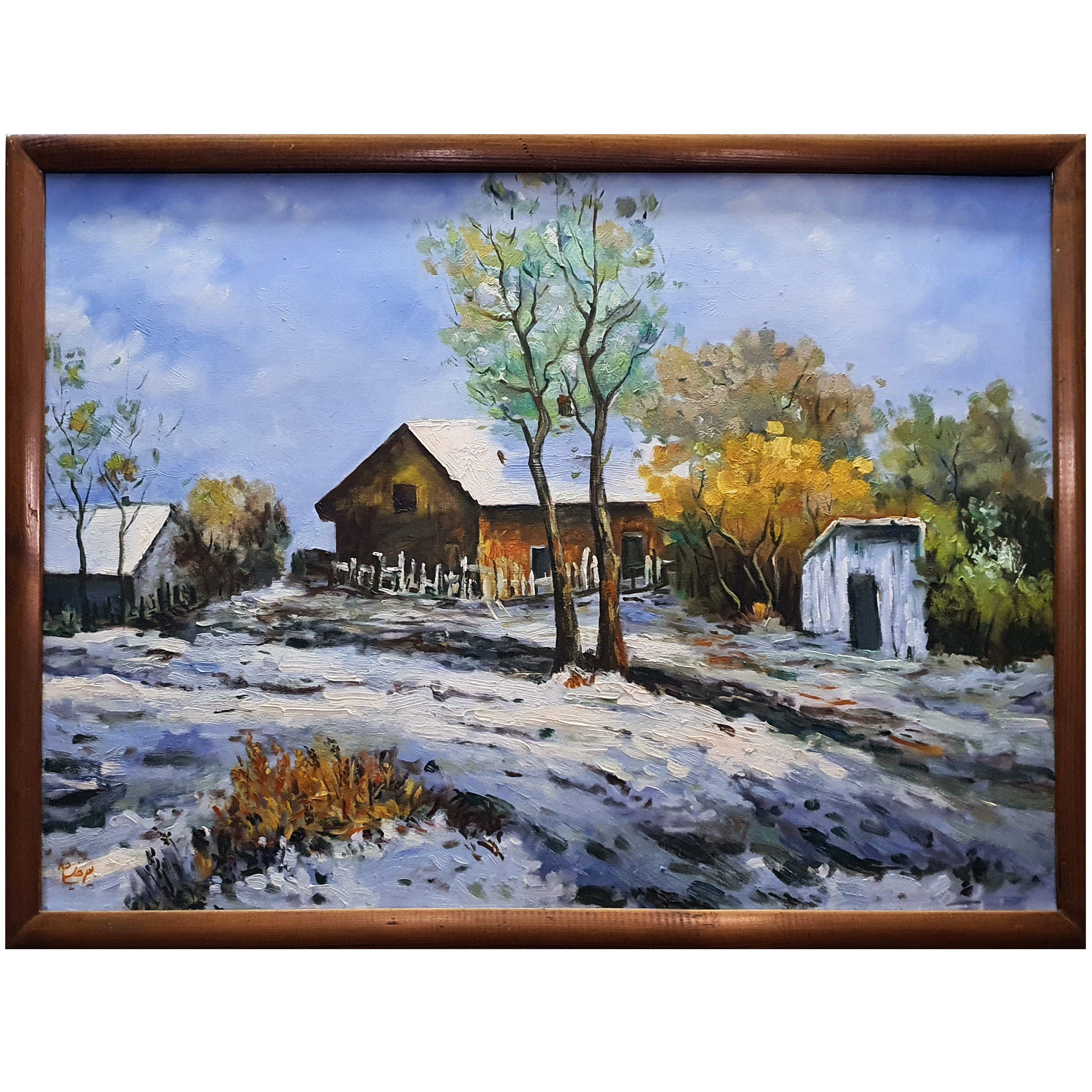 تابلو نقاشی رنگ روغن طرح منظره زمستانی کد 20 