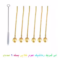 نی شربت رمانتیک هوم طلایی بسته 6 عددی  