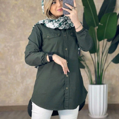 مانتو بغل زیپ کتان کش1182