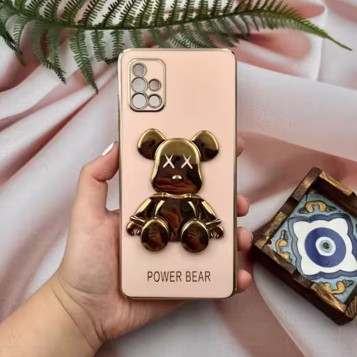 قاب گوشی Galaxy A51 سامسونگ خرس تدی طلایی محافظ لنز دار  پاپ سوکتی کد 37315