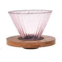 قهوه ساز v60 پیرکس با پایه چوبی