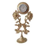 ساعت برنزی رومیزی طرح گل سرخ