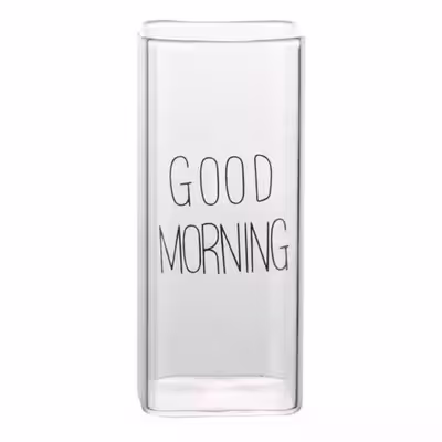 لیوان مدل پیرکس استوانه طرح گودمورنینگ کد 5406