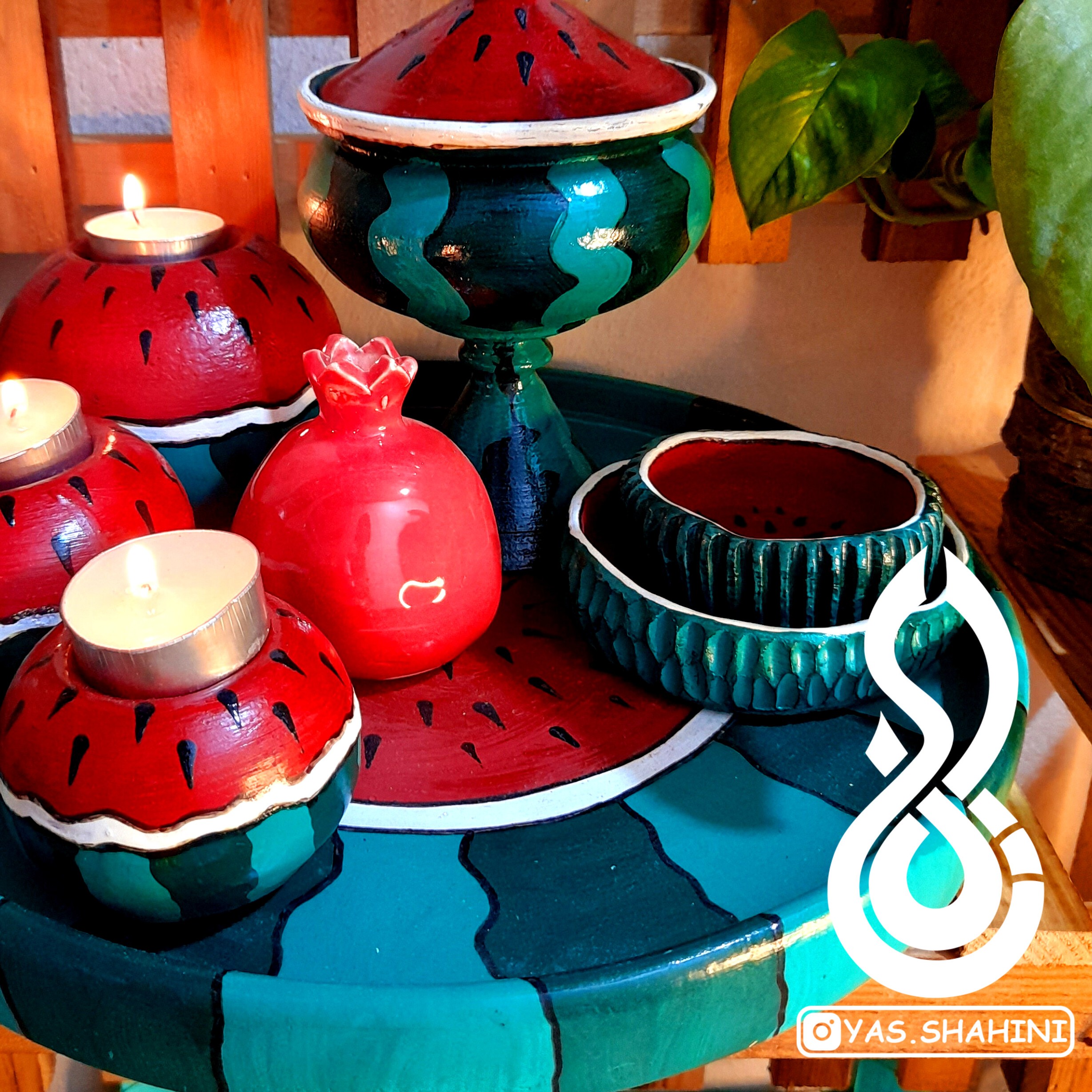 مجموعه ظروف شب یلدا سفالی