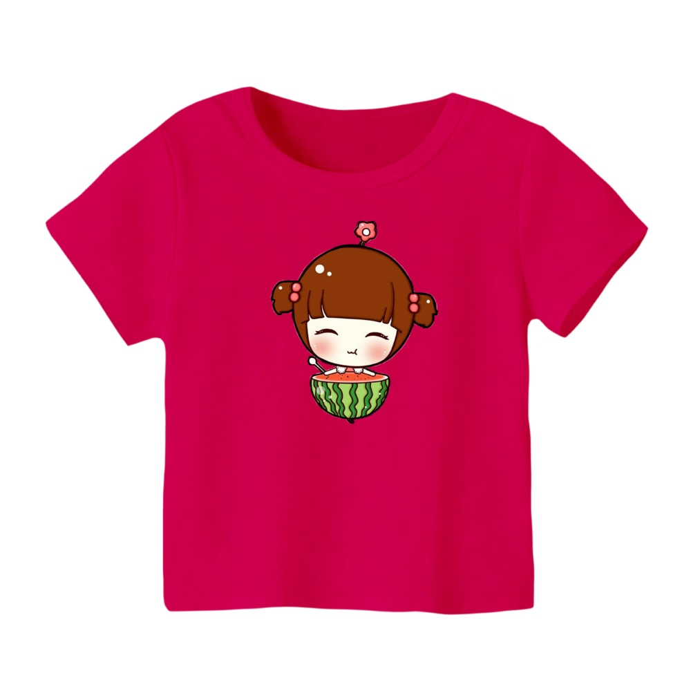 تی شرت آستین کوتاه بچگانه مدل دخترک یلدایی کد  24 رنگ سرخابی