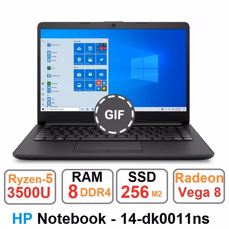 لپ تاپ HP-14dk0011ns پردازنده Ryzen 5 3500U