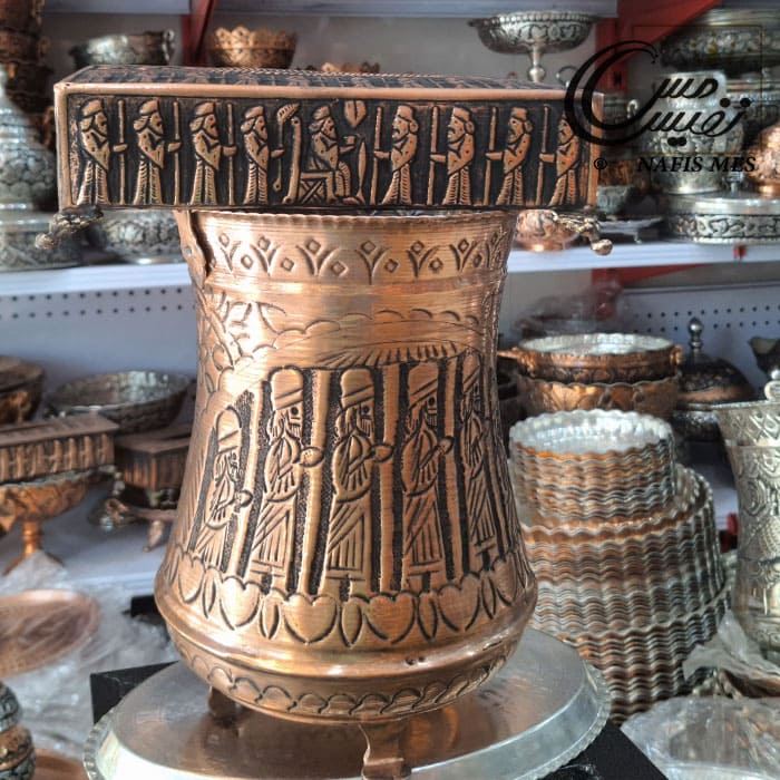 ست سطل زباله  و جا دستمال کاغذی مسی