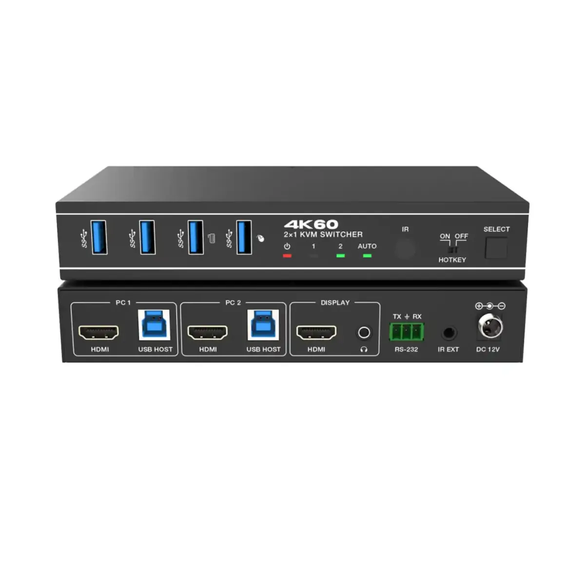 ارسال فوری   گارانتی اصلی شرکتی   کی وی ام سوئیچ 2 پورت HDMI 2.0 و USB 3.0 فرانت FN-K3H21