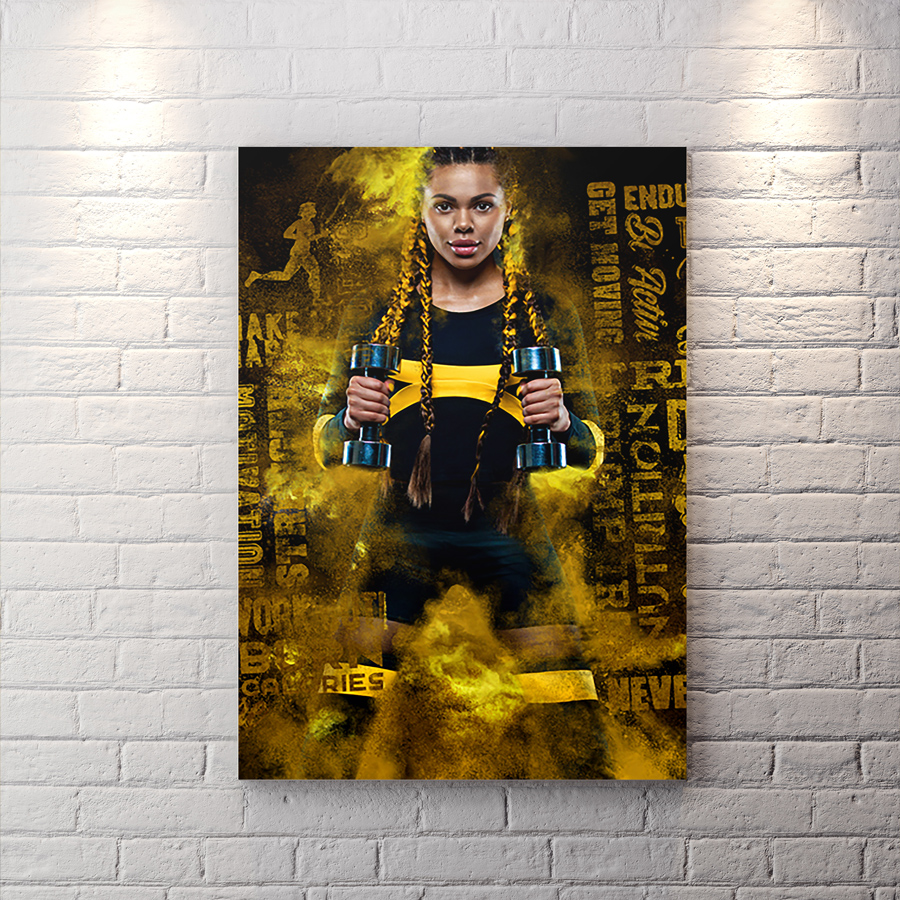 تابلو شاسی باشگاه ورزشی بانوان با تم زرد و مشکی BAs-6522