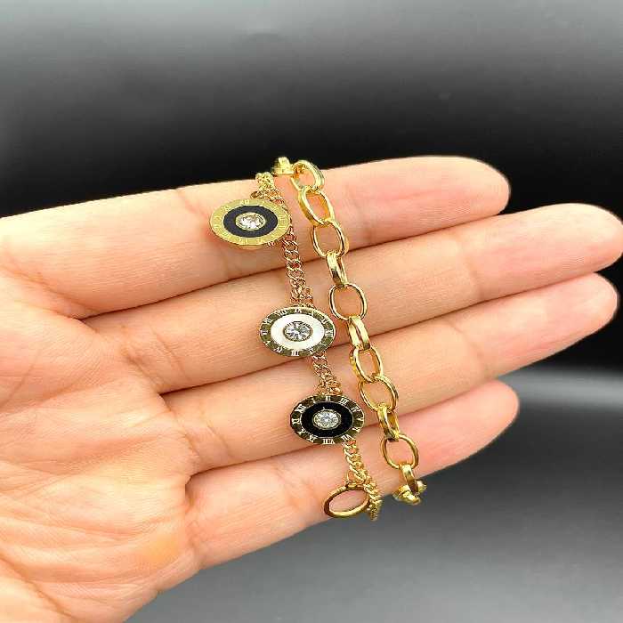 دستبند استیل 2لاین اویزدار