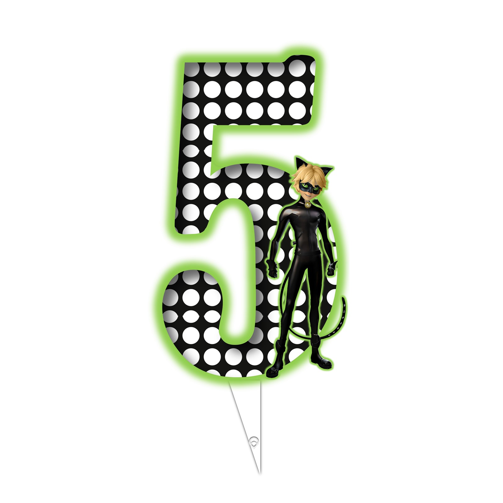 تاپر تولد طرح عدد 5 مدل پسر گربه ای میراکلس