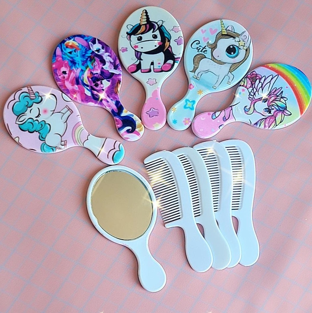 آینه شانه چاپدار عروسکی بچه گانه