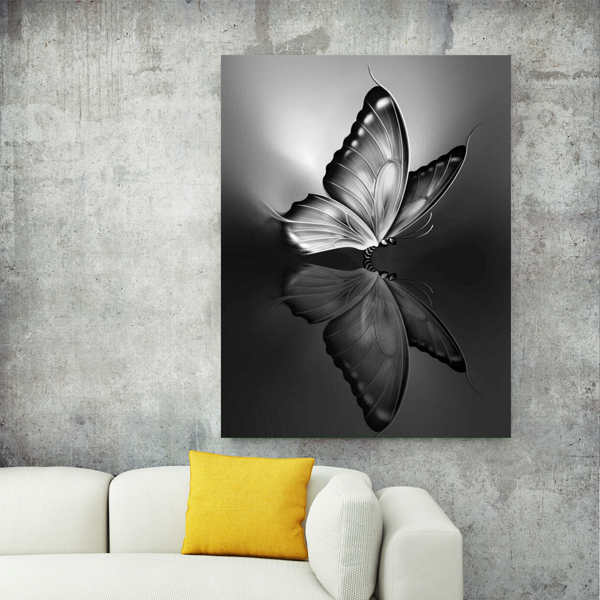  تابلو بوم طرح سیاه قلم پروانه مدل TB810