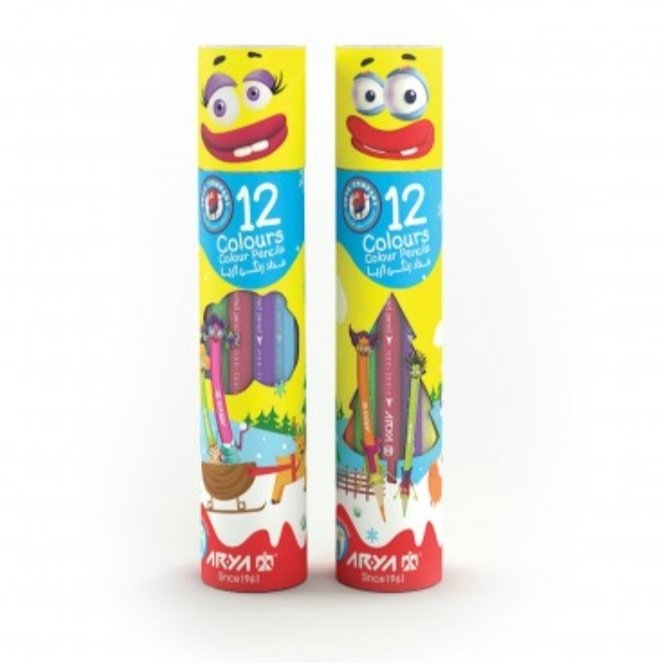مداد رنگی 12 رنگ استوانه‌ای آریا 