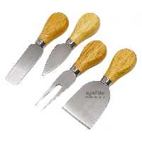 ست کارد پنیر خوری دسته چوبی 4 عددی سرویس کارد صبحانه خوری