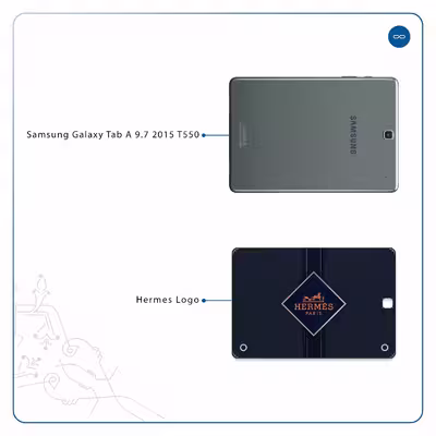 برچسب پوششی ماهوت مدل Hermes-Logo مناسب برای تبلت سامسونگ Galaxy Tab A 9.7 2015 T550