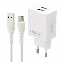 شارژر دیواری فست شارژ CAZA U30&amp;KIT 2Port 2.4A   کابل تایپ سی