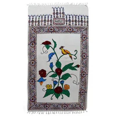 سجاده قلمکار طرح نقاشی گل و مرغ